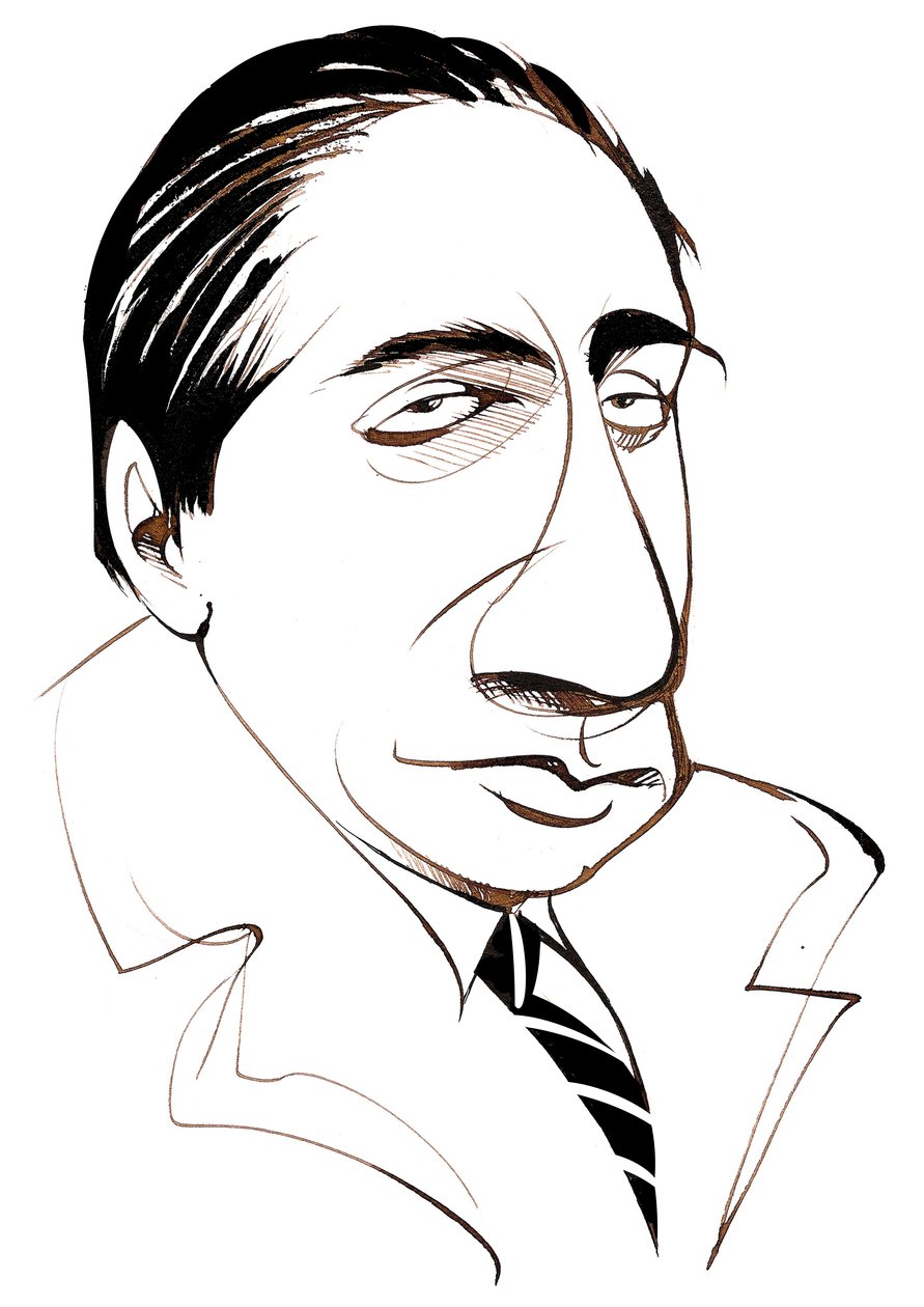 Alfredo Casella, Italiaanse componist, (1883 - 1947) karikatuur door Neale Osborne
