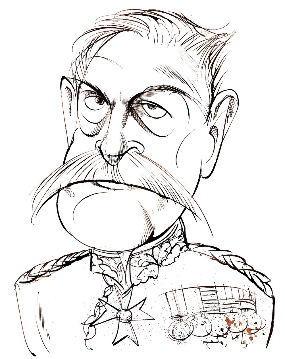 Britse veldmaarschalk, Eerste Graaf Haig van Bernersyde (1861-1928); karikatuur door Neale Osborne