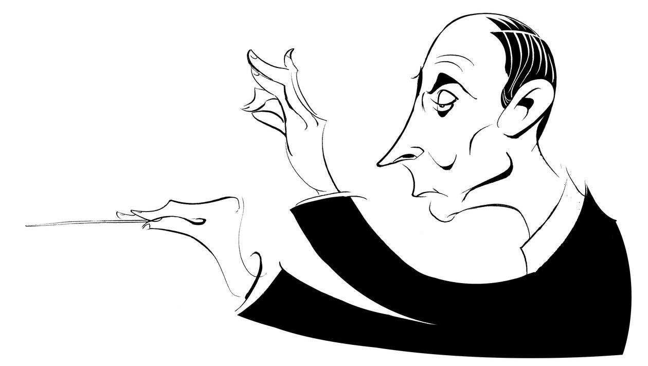 Igor Markevich - zwart-wit karikatuur door Neale Osborne