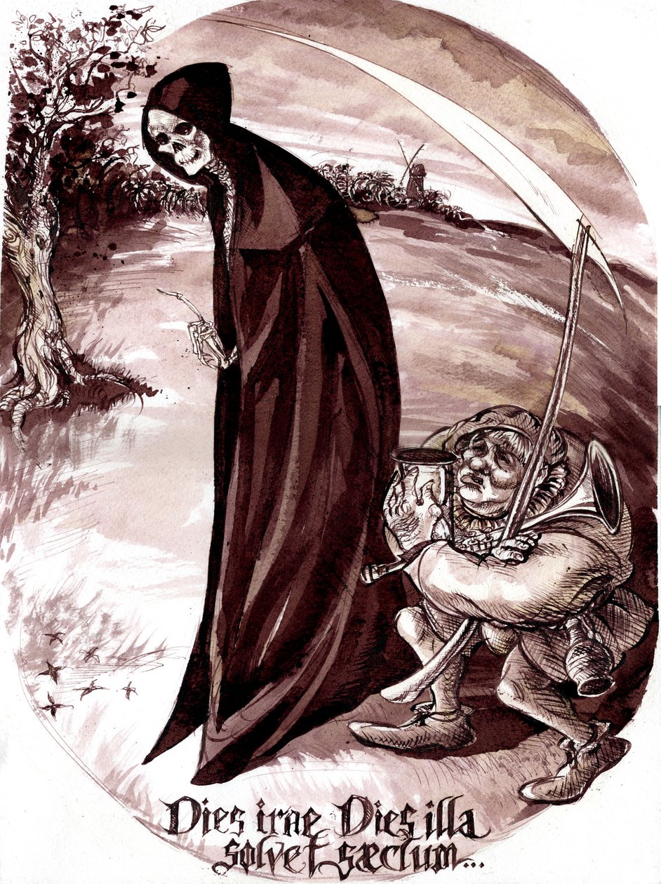 Le Grand Macabre - illustratie van de personages Nekrotzar en Piet de Pot uit de opera van 1977 door Gyorgy Ligeti door Neale Osborne