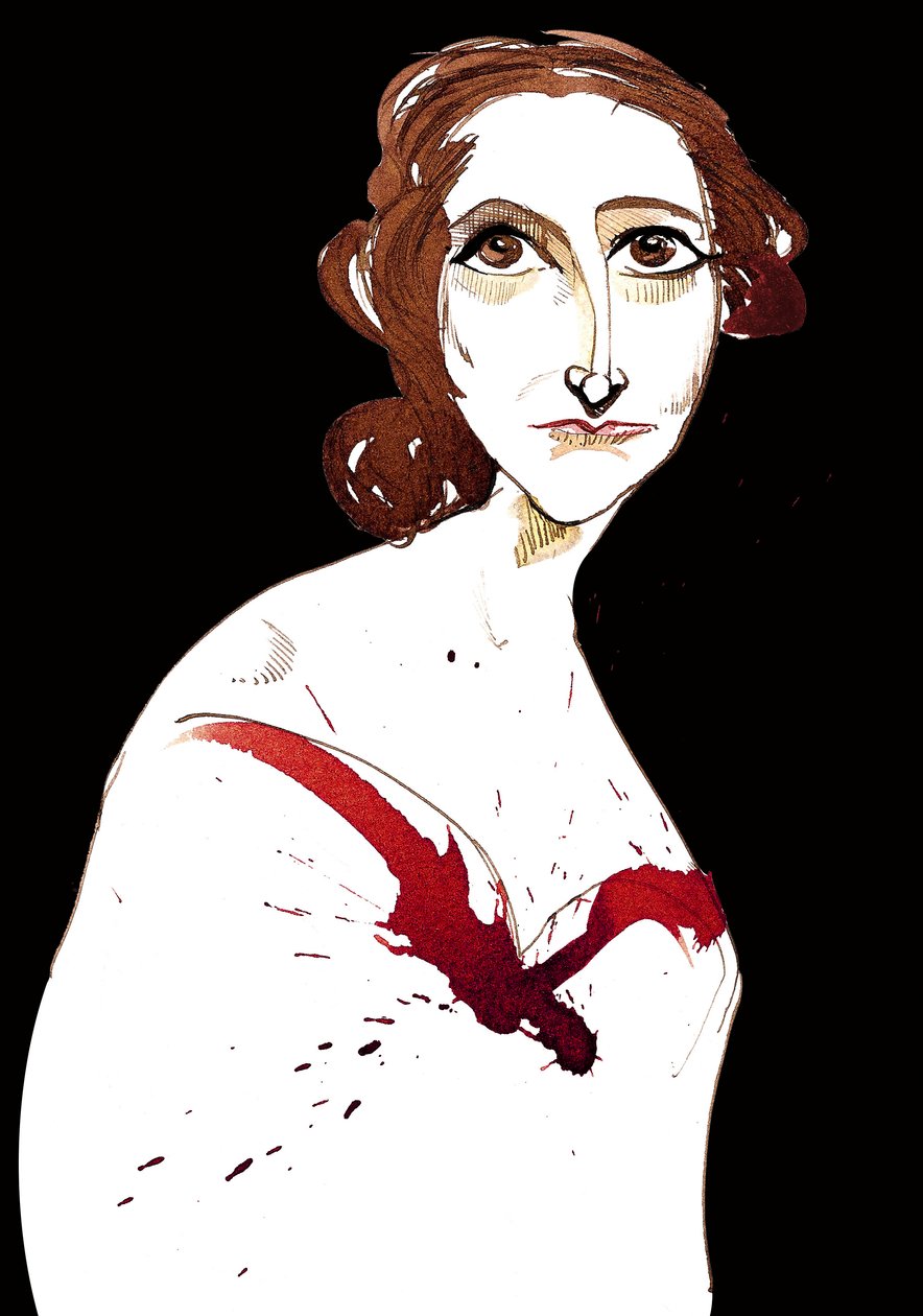 Mary Wollstonecraft Shelley - kleurenkarikatuur door Neale Osborne