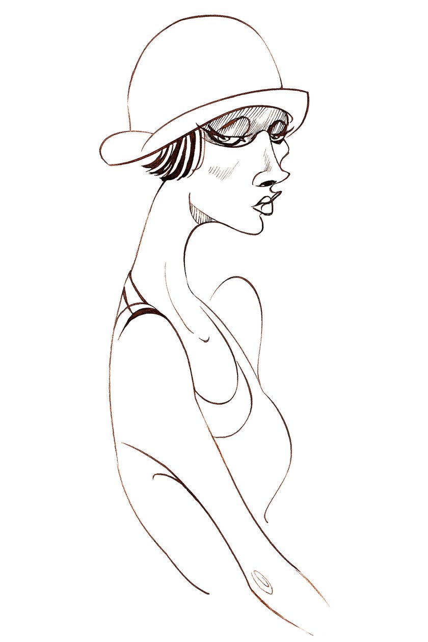Model met een cloche hoed door Neale Osborne
