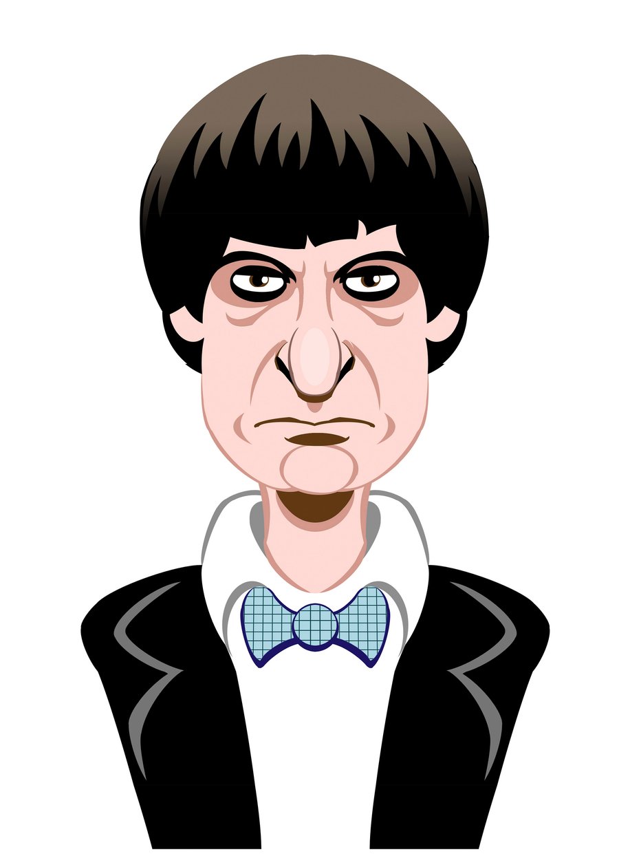 Patrick Troughton als Doctor Who - karikatuur door Neale Osborne