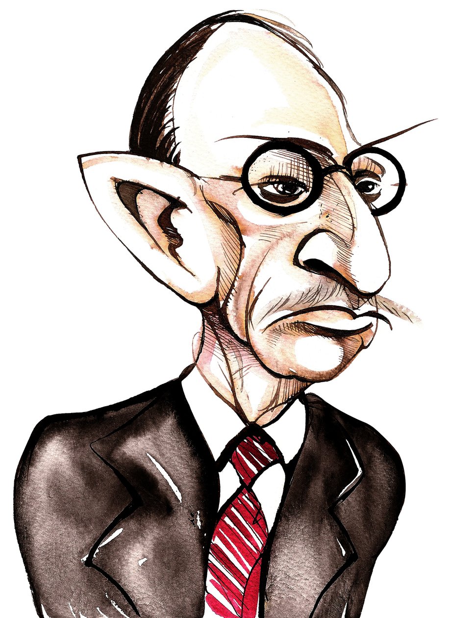 Igor Stravinsky (Russisch geboren componist en dirigent, 1882-1971); karikatuur door Neale Osborne