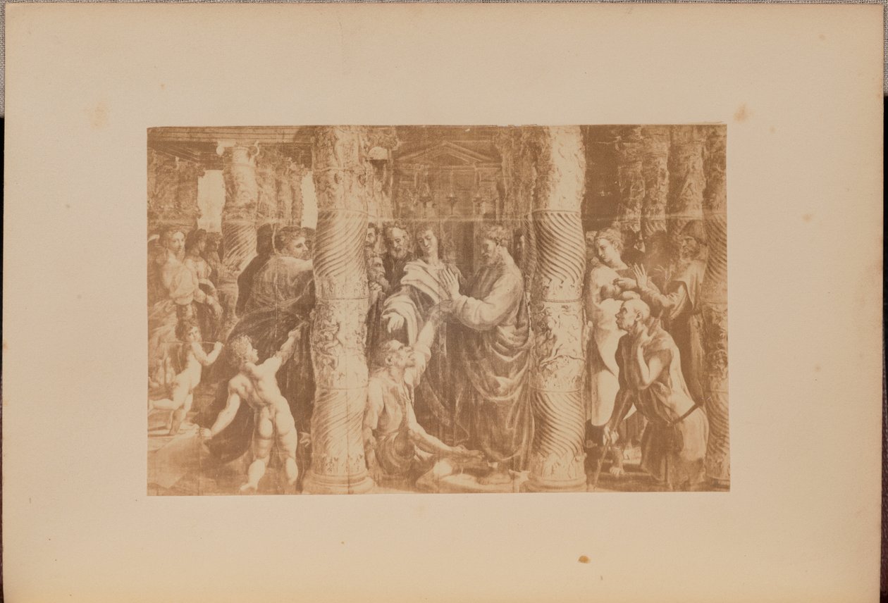 Petrus en Johannes genezen de lamme bij de prachtige tempelpoort door Negretti and Zambra