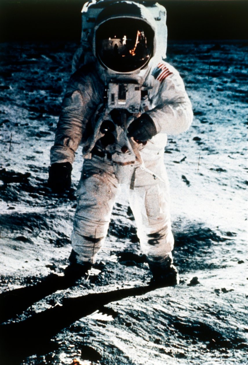 Buzz Aldrin op de Maan, Apollo 11 missie, juli 1969 door Neil Armstrong