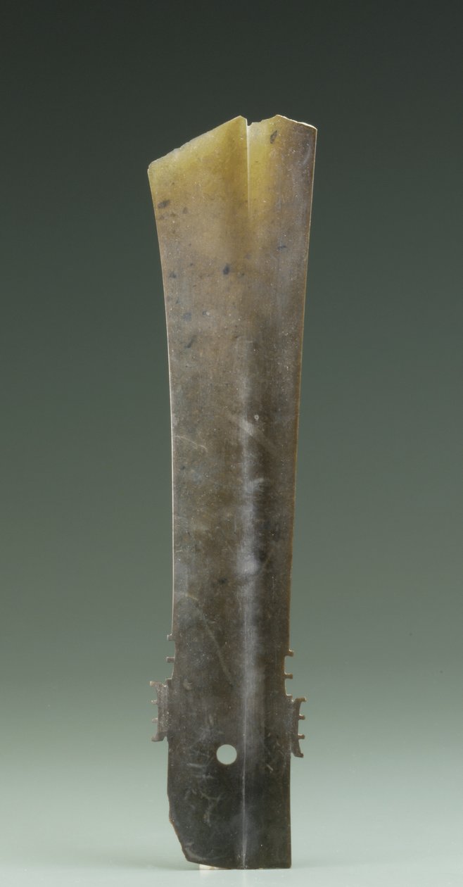 Gespleten beitel (zhang), Qijia Cultuur, ca. 2500-2000 v.Chr. door Neolithic Period Chinese School