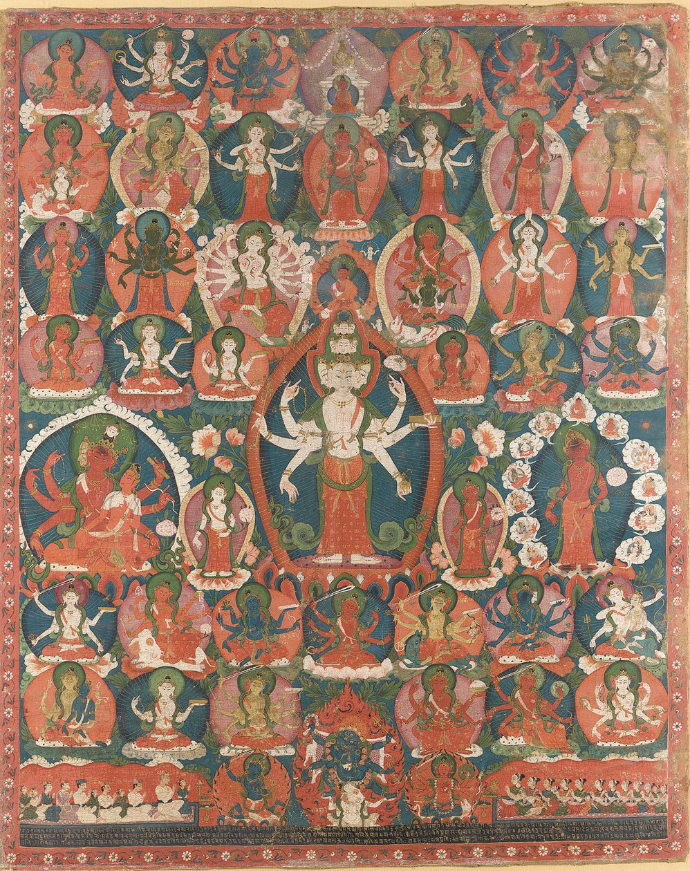 Een Paubha van elfhoofdige Avalokiteshvara door Nepalese School