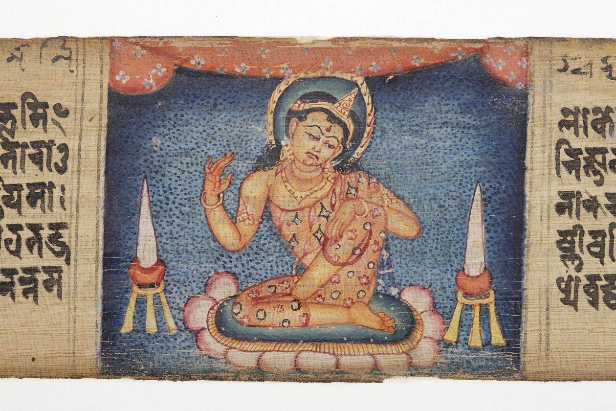 Zittende Bodhisattva, uit de Gandavyuha door Nepalese School