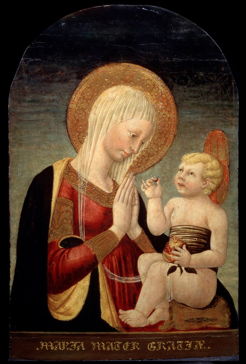 Madonna en Kind met Granaatappel door Neri di Bicci