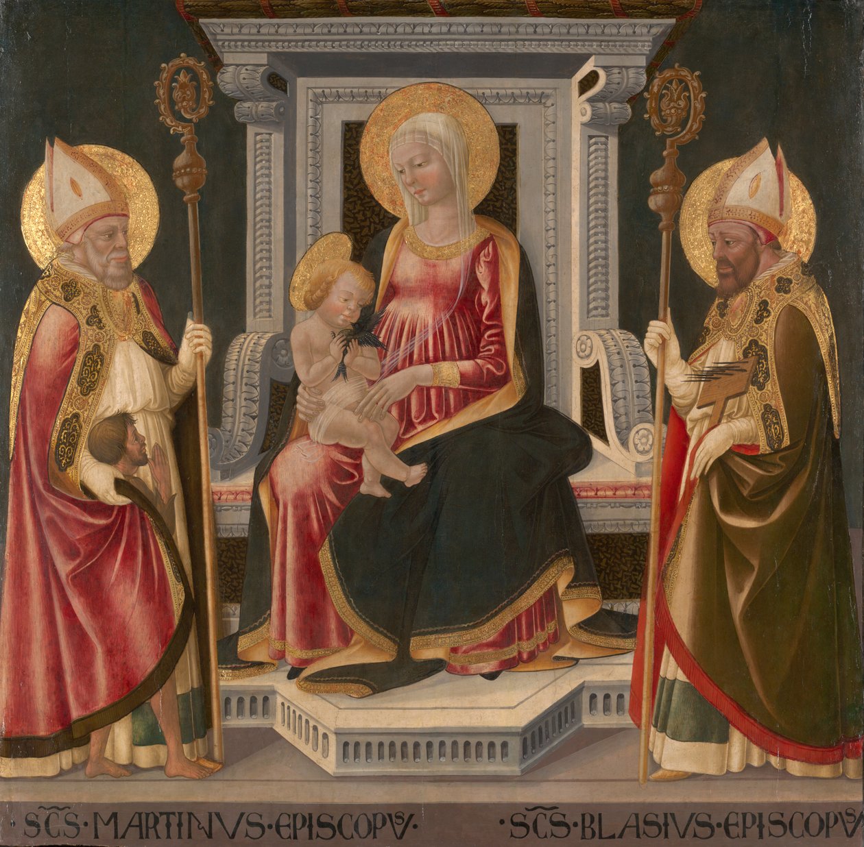 Maagd en Kind op de troon met Heiligen Martinus van Tours en Blasius door Neri di Bicci