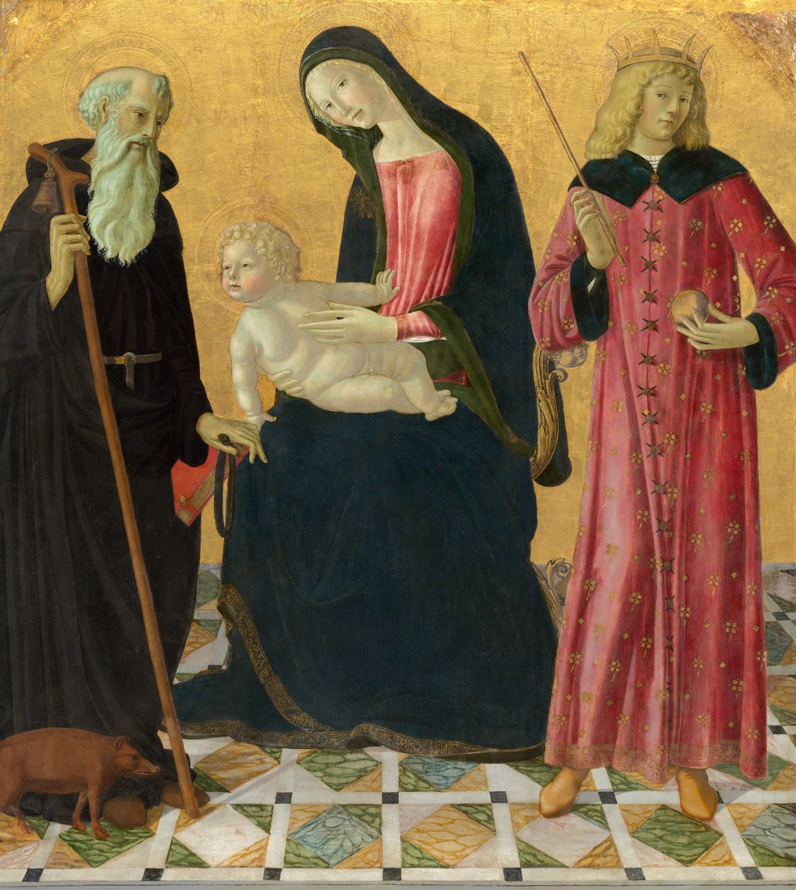 Madonna en Kind met Sint Antonius Abt en Sint Sigismund, c. 1490-1495 door Neroccio de Landi