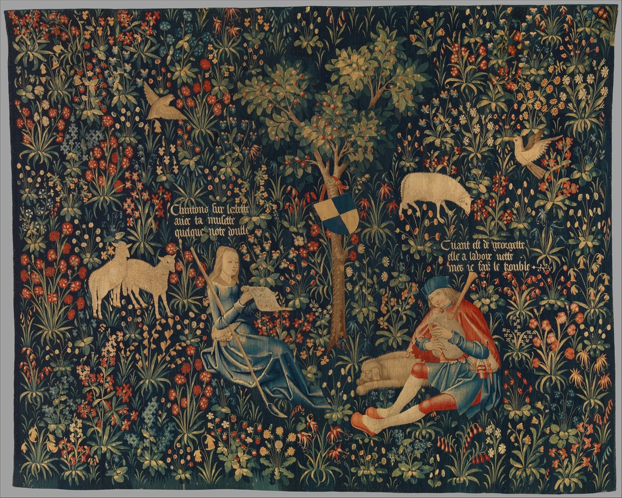 Herder en herderin maken muziek, ca. 1500-30 door Netherlandish School