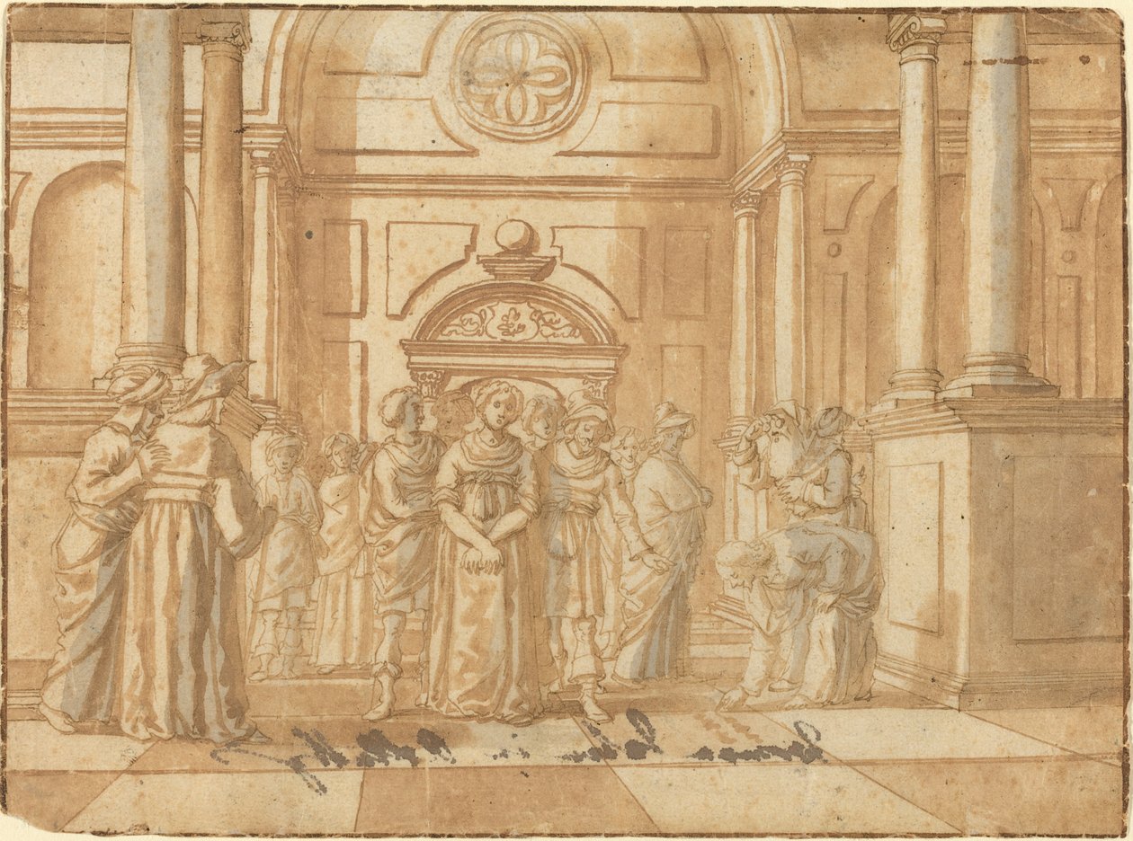Christus en de overspelige vrouw door Netherlandish 16th Century