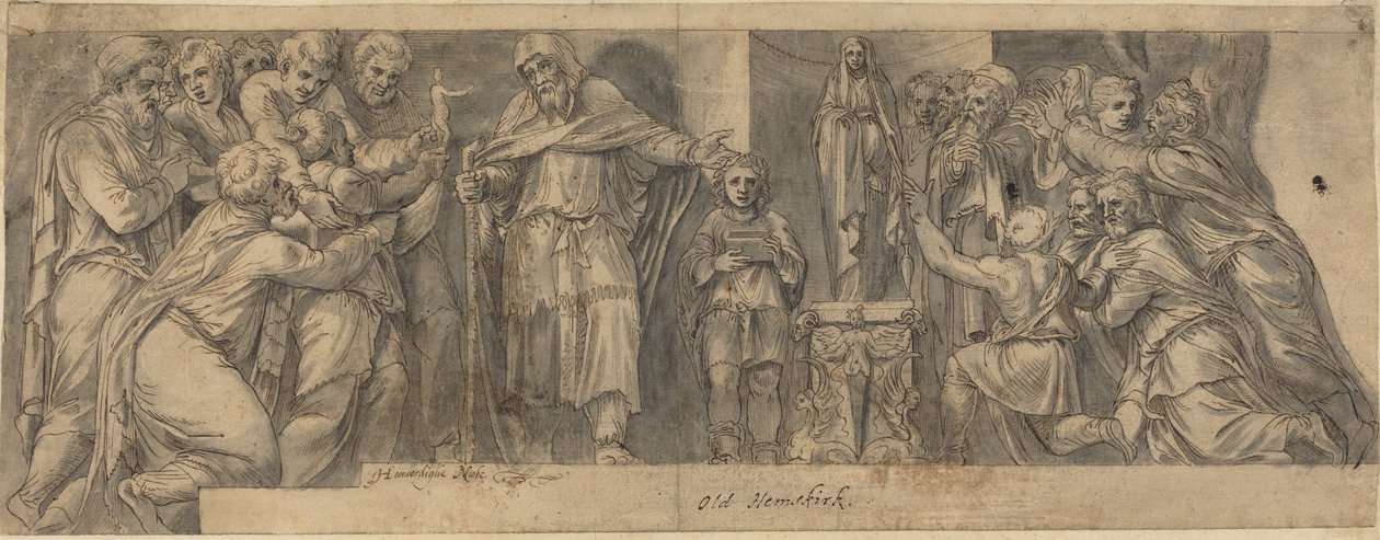 Scène uit de Oude Geschiedenis door Netherlandish 16th Century after Polidoro da Caravaggio