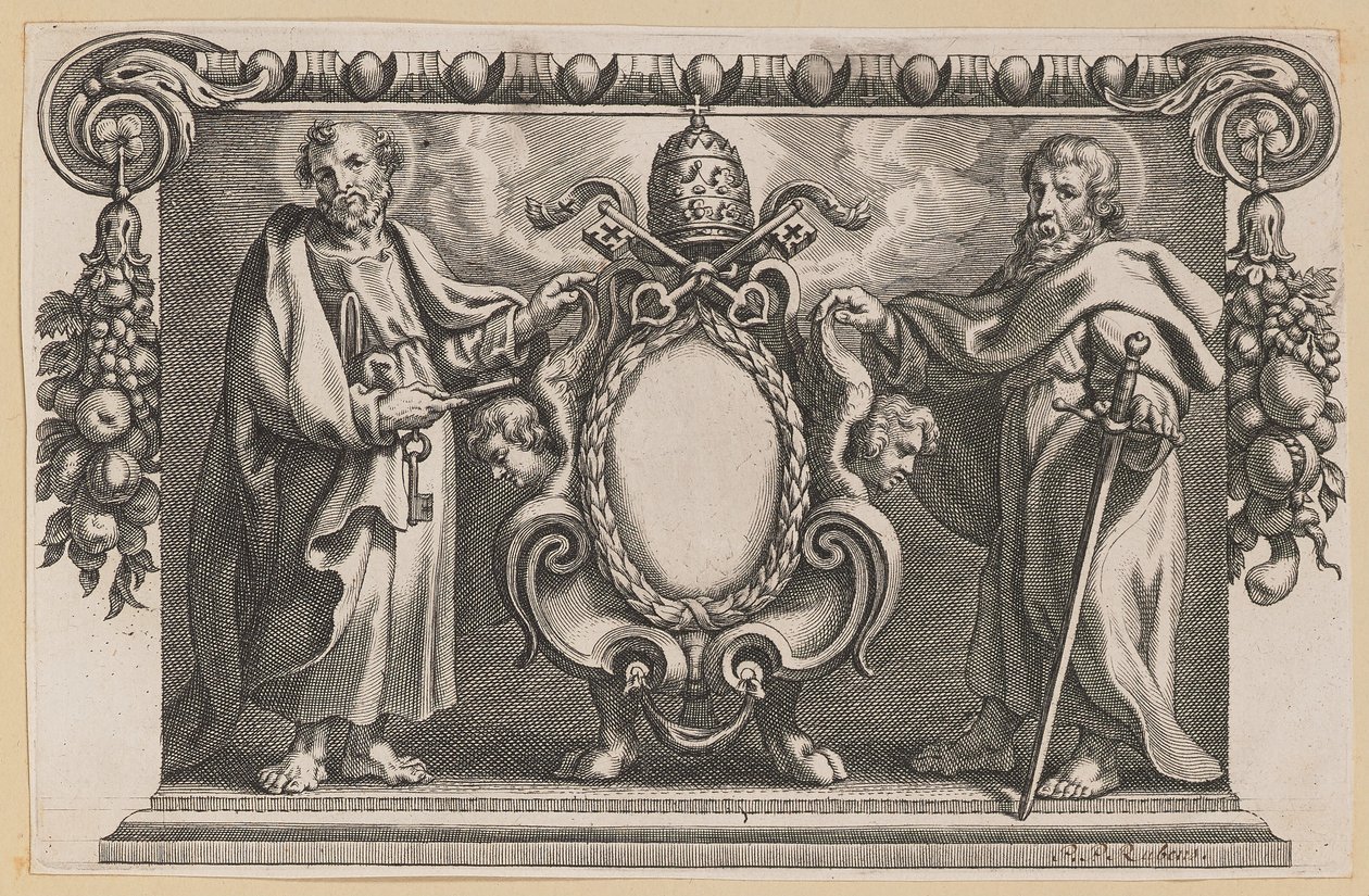 Vignet voor een boek gewijd aan paus Urbanus VII door Netherlandish 17th Century after Sir Peter Paul Rubens