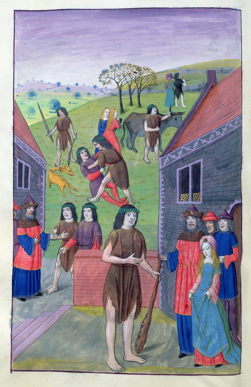 Hercules vecht tegen Achelous en grijpt de stier bij de hoorn, 1479 door Netherlandish School