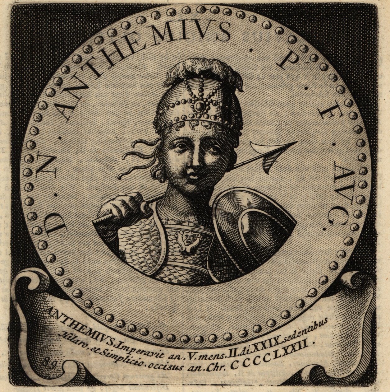Portret van Romeinse keizer Anthemius door Netherlandish School