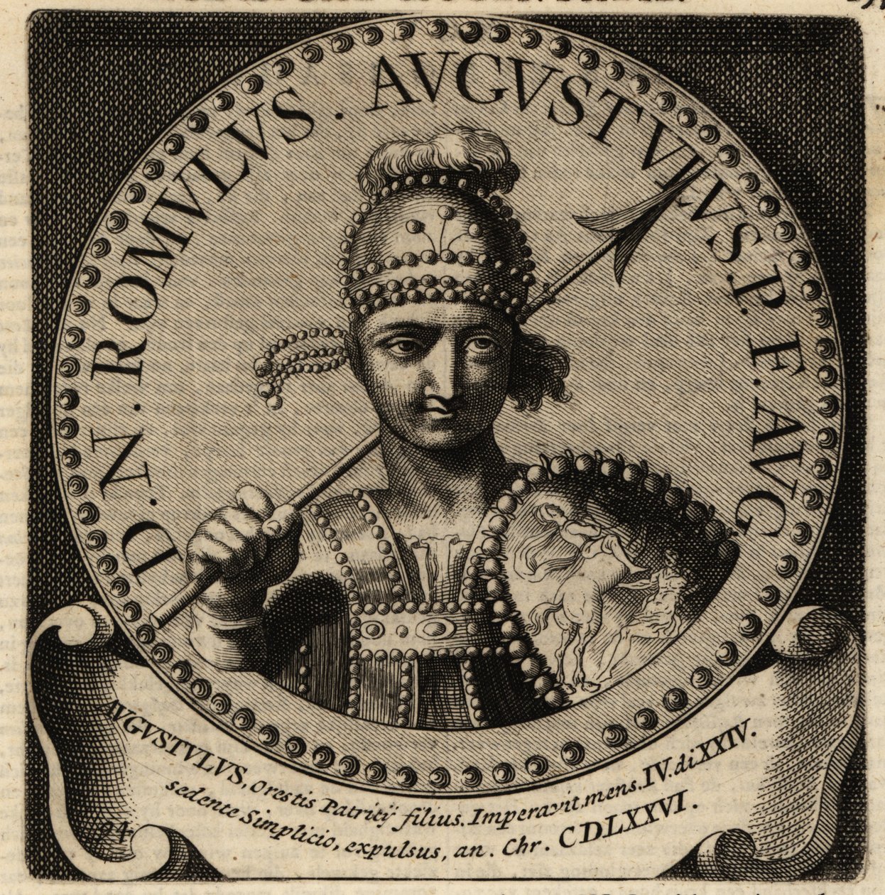 Portret van Romeinse keizer Romulus Augustulus door Netherlandish School
