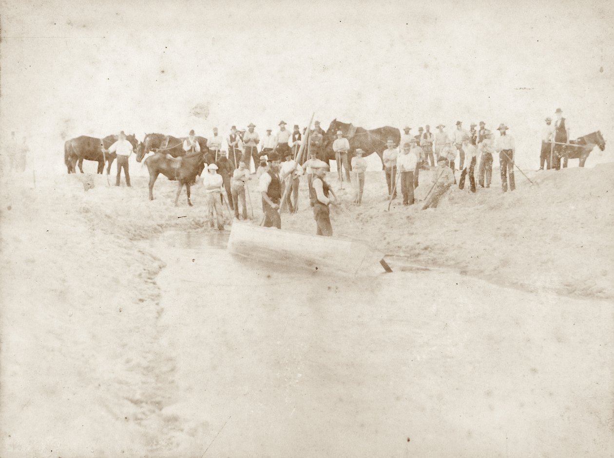De opening van de monding van de Waipu-rivier, eind jaren 1880 door New Zealander Photographer