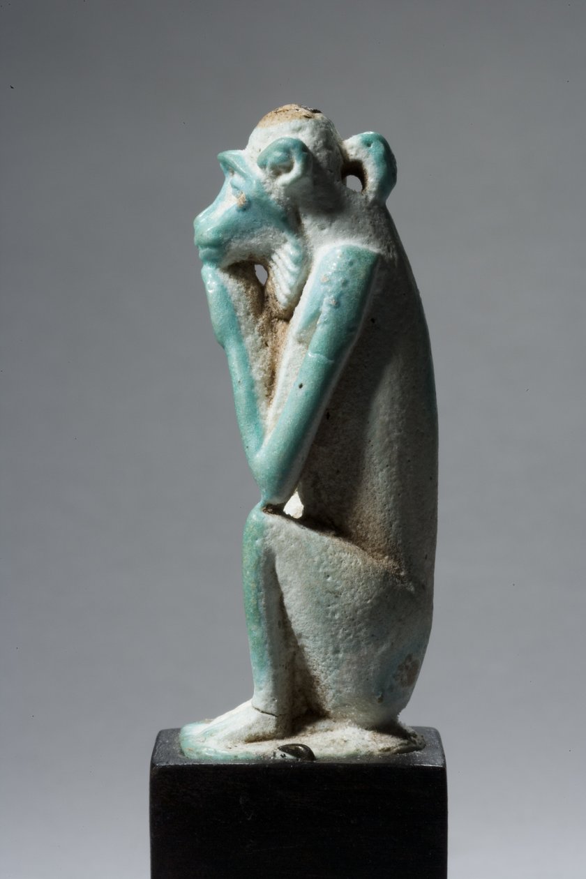 Amulet van een aap, 18e-19e Dynastie, 1540-1186 v.Chr. (faience) door New Kingdom Egyptian