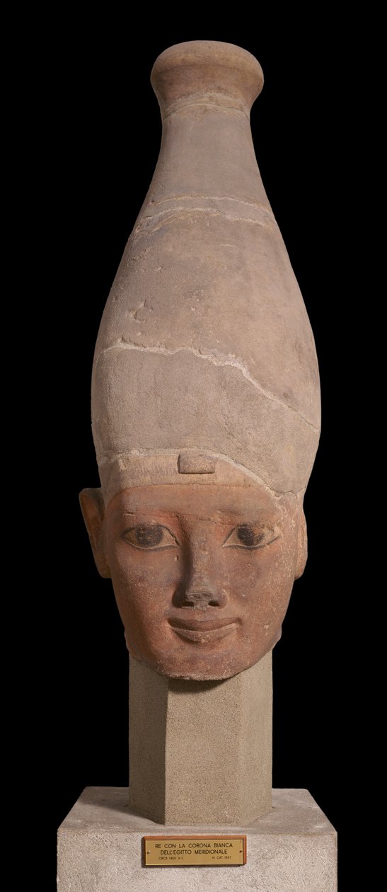 Hoofd van de farao met de witte kroon van Opper-Egypte, ca. 1400 v.Chr. door New Kingdom Egyptian