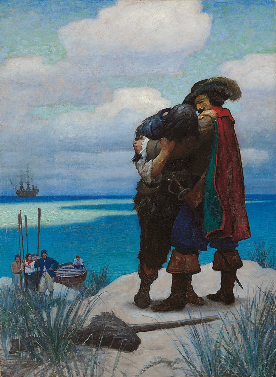 Aanvankelijk Kon Ik Hem Geen Woord Antwoorden; Maar Toen Hij Mij in Zijn Armen Had Genomen, Hield Ik Hem Stevig Vast, Anders Was Ik op de Grond Gevallen door Newell Convers Wyeth