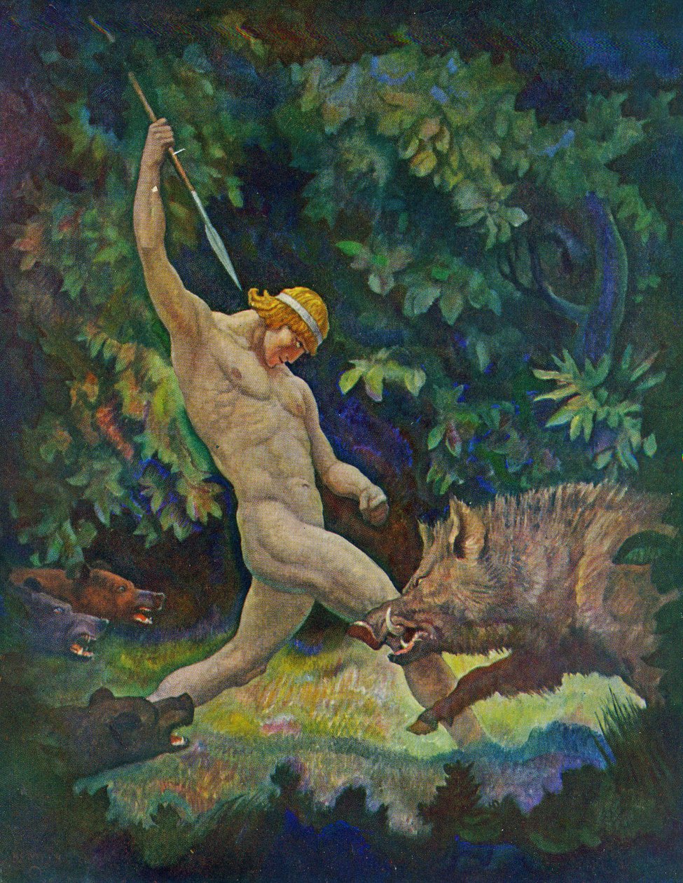 De Everzwijnjacht, 1929 door Newell Convers Wyeth