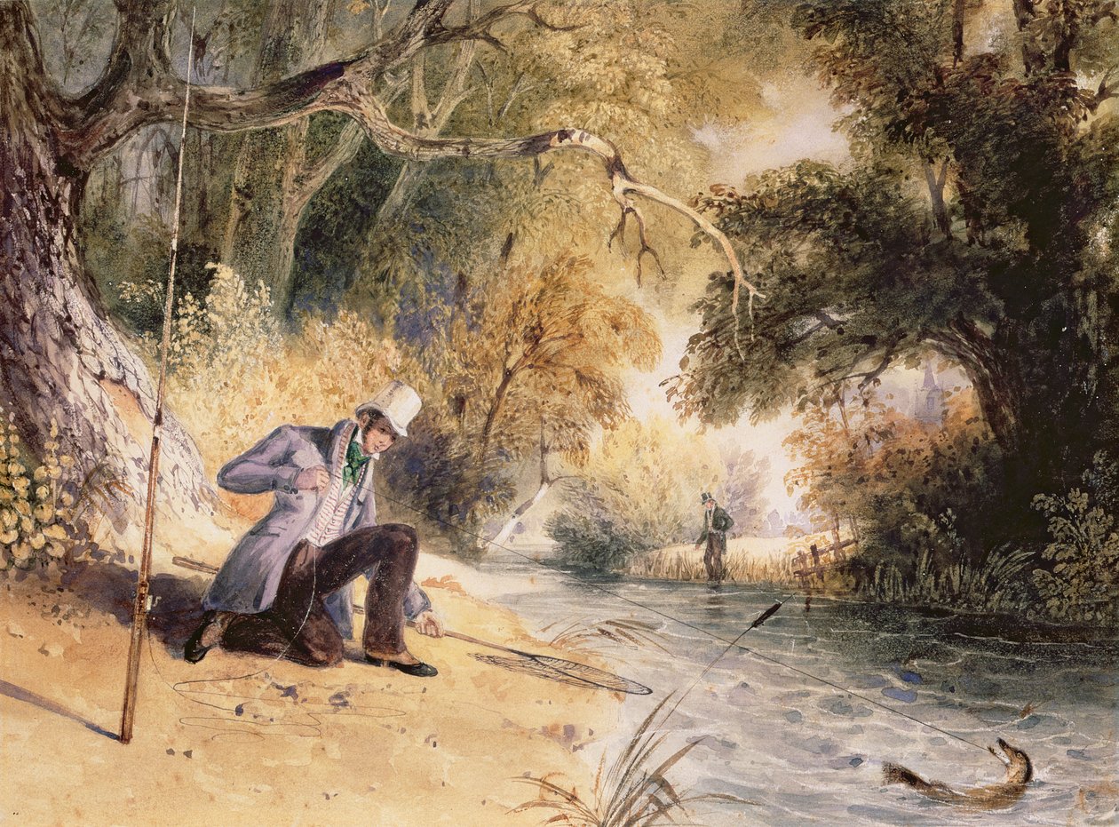 Snoekvissen, Het Vangen van een Jack, c.1839 door Newton Fielding