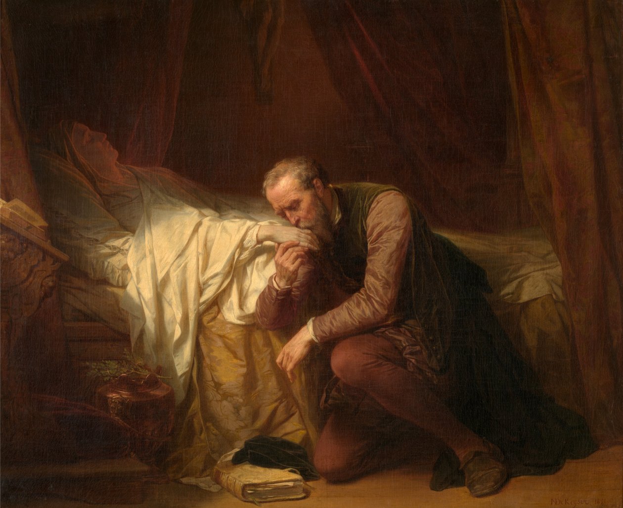De kunstenaar Michelangelo aan het sterfbed van Vittoria Colonna door Nicaise de Keyser