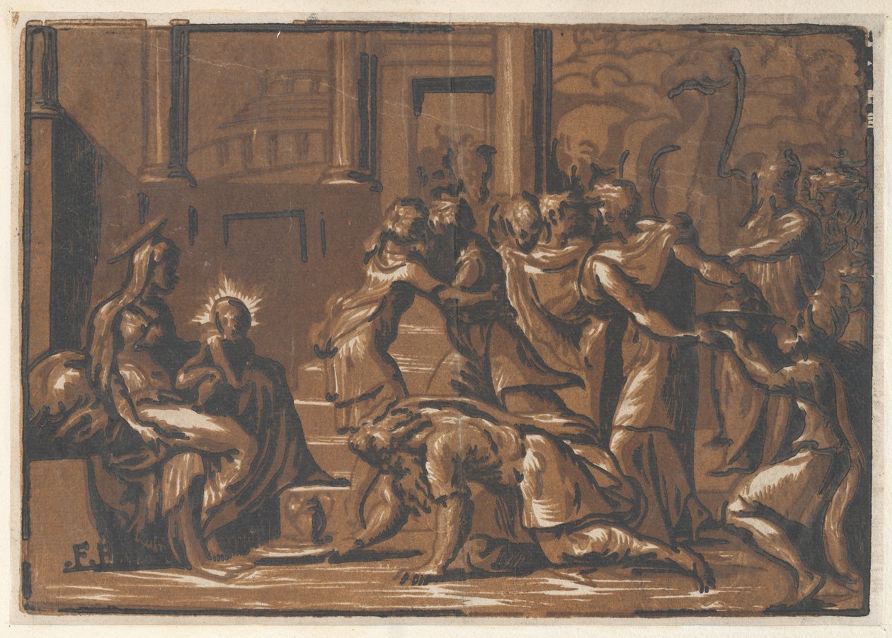 De aanbidding der wijzen, 1540-50 door Niccolò Vicentino.