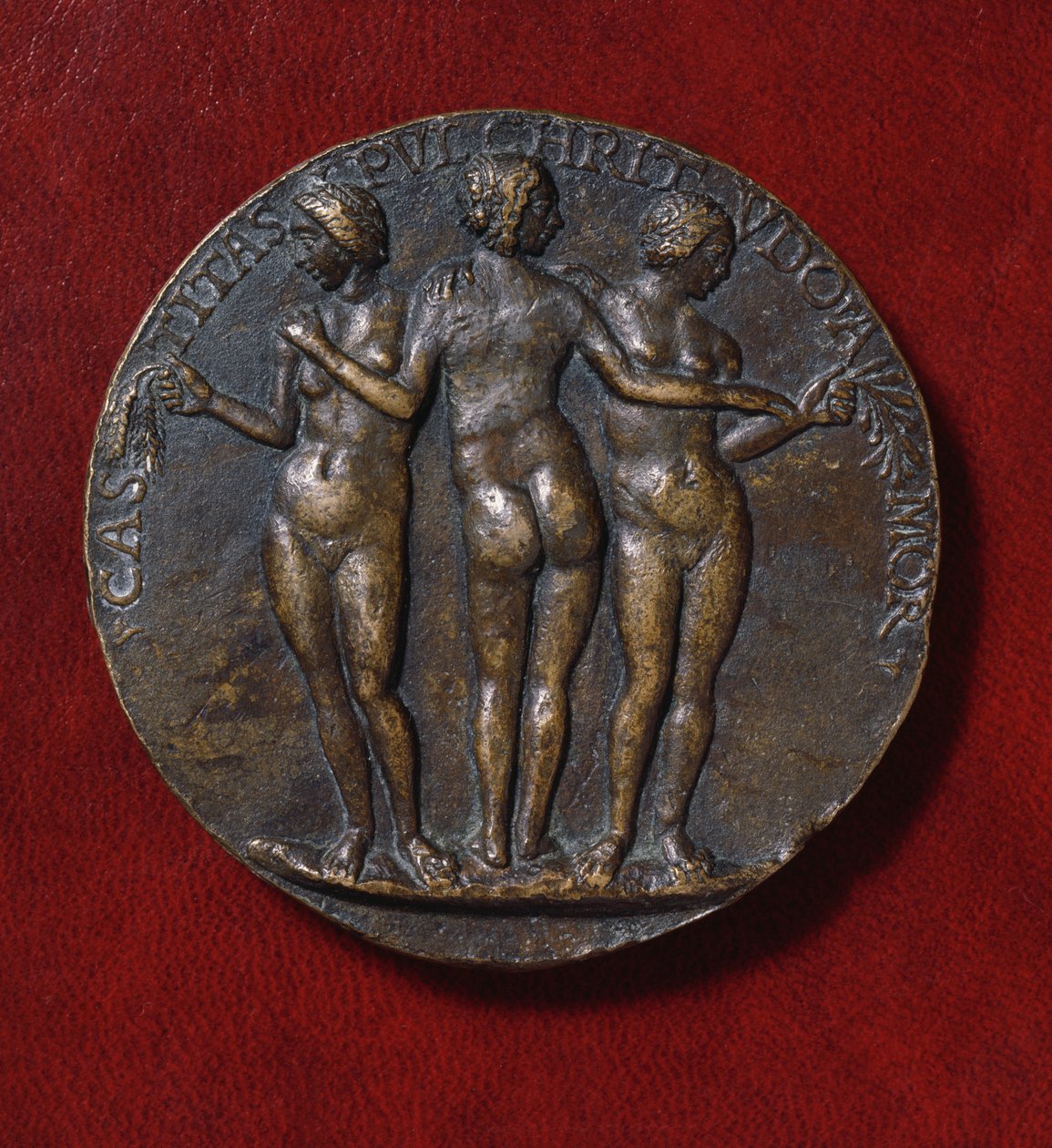 Medaille met afbeelding van De Drie Gratiën (brons) door Niccolo di Giovanni Fiorentino