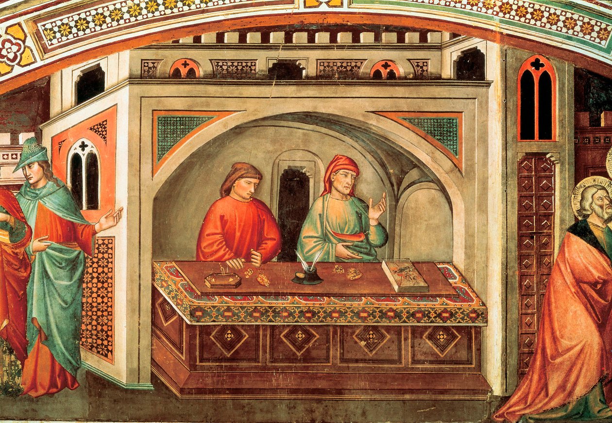 Verhaal van Sint Matteüs, (detail) fresco door Niccolo di Pietro Gerini, ca. 1400 door Niccolo di Pietro Gerini
