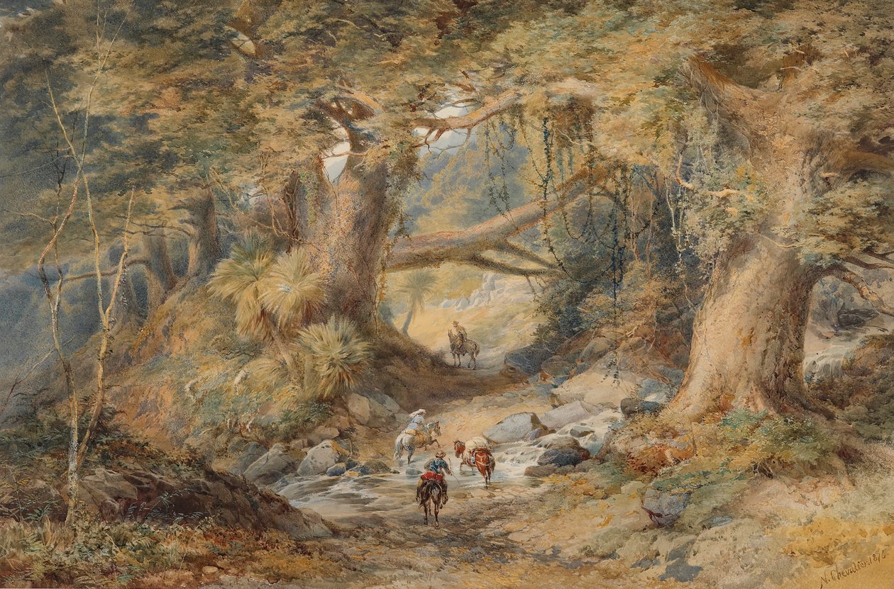 De Teremakau rivier oversteken door Nicholas Chevalier