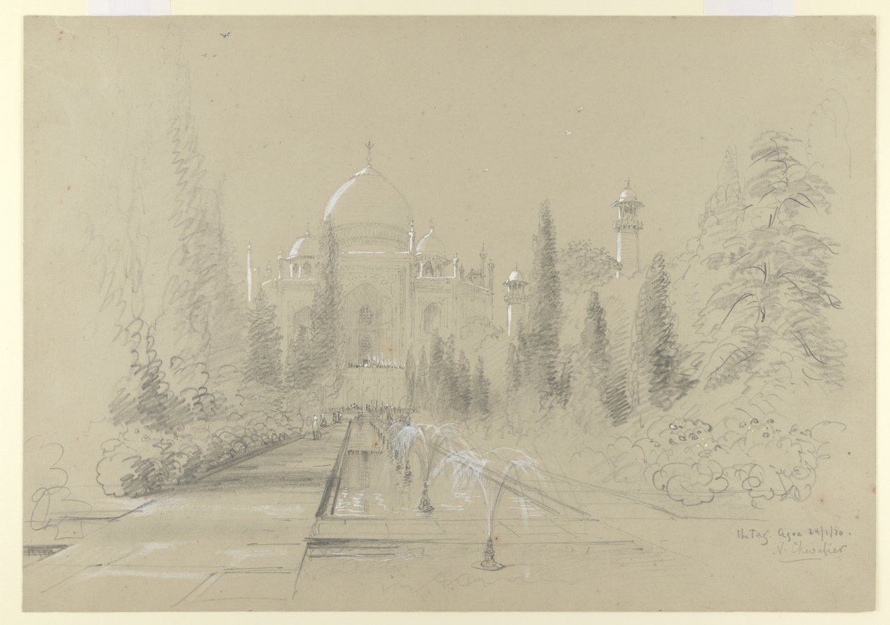 De Taj Mahal, Agra, 24 januari 1870 door Nicholas Chevalier