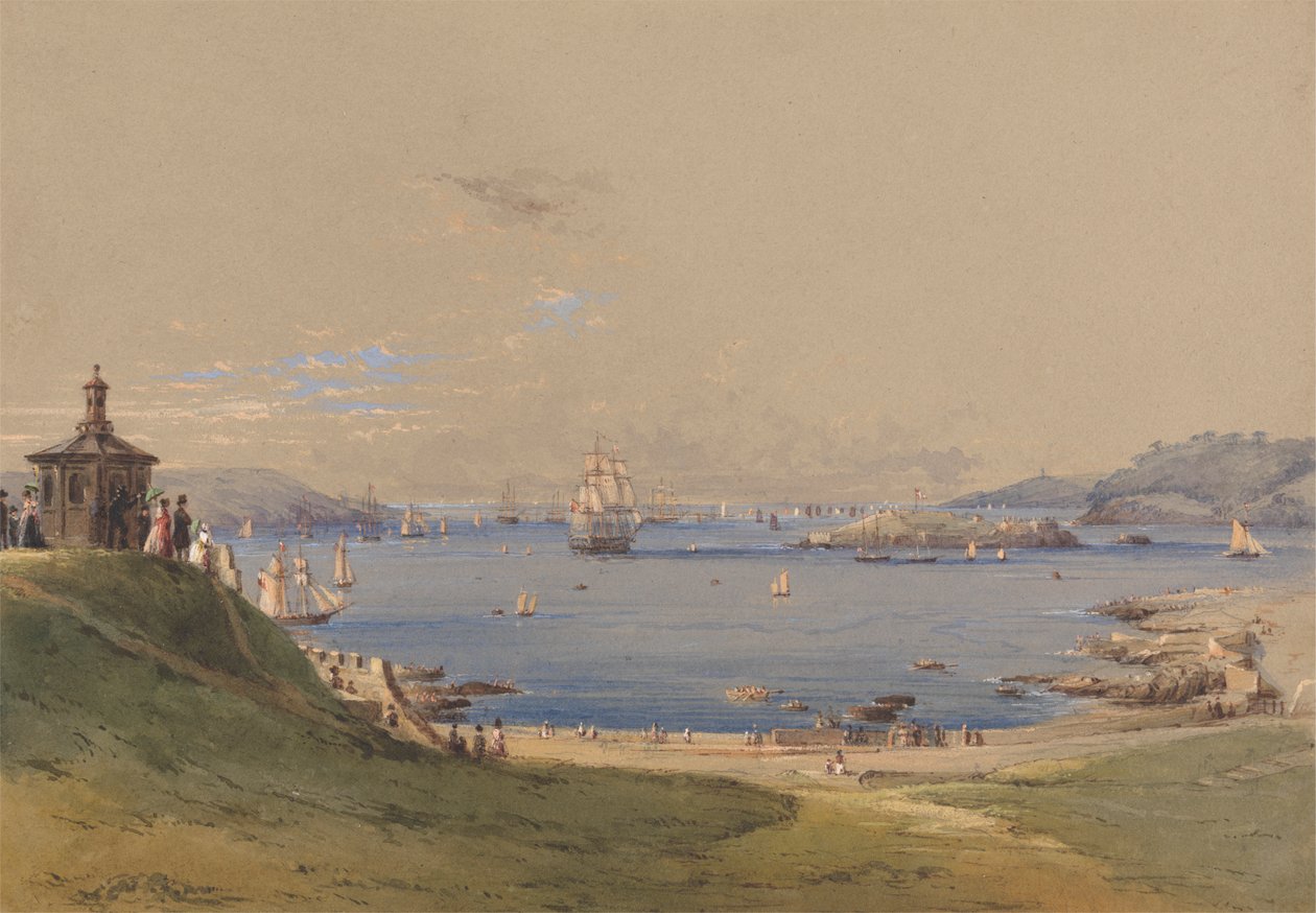 Plymouth Sound vanaf de Hoe door Nicholas Condy