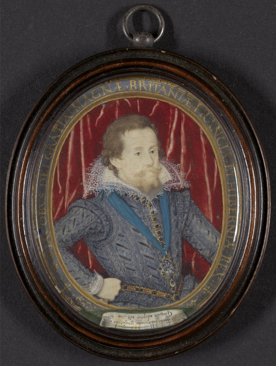 James I van Engeland en VI van Schotland, ca. 1610 door Nicholas Hilliard