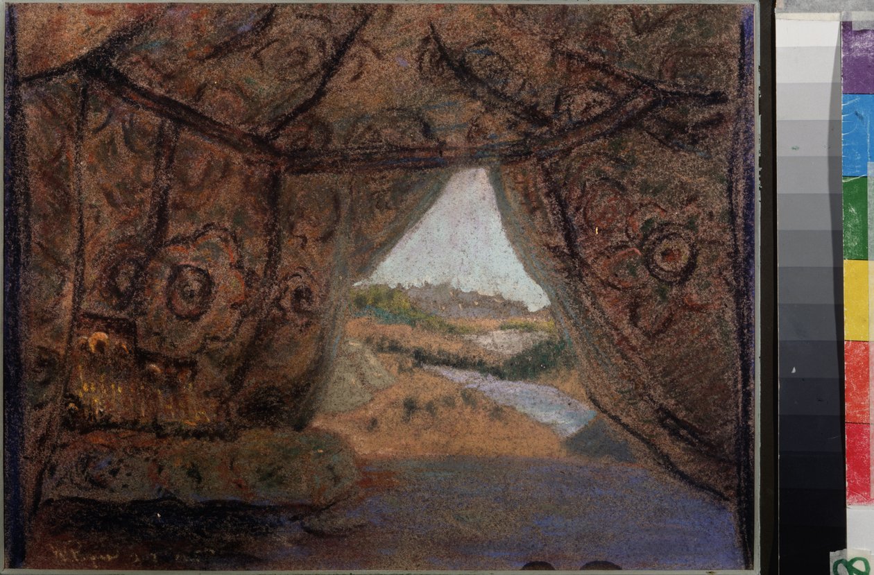 Decorontwerp voor de opera De jonge vrouw van Pskov van N. Rimsky-Korsakov door Nicholas Roerich