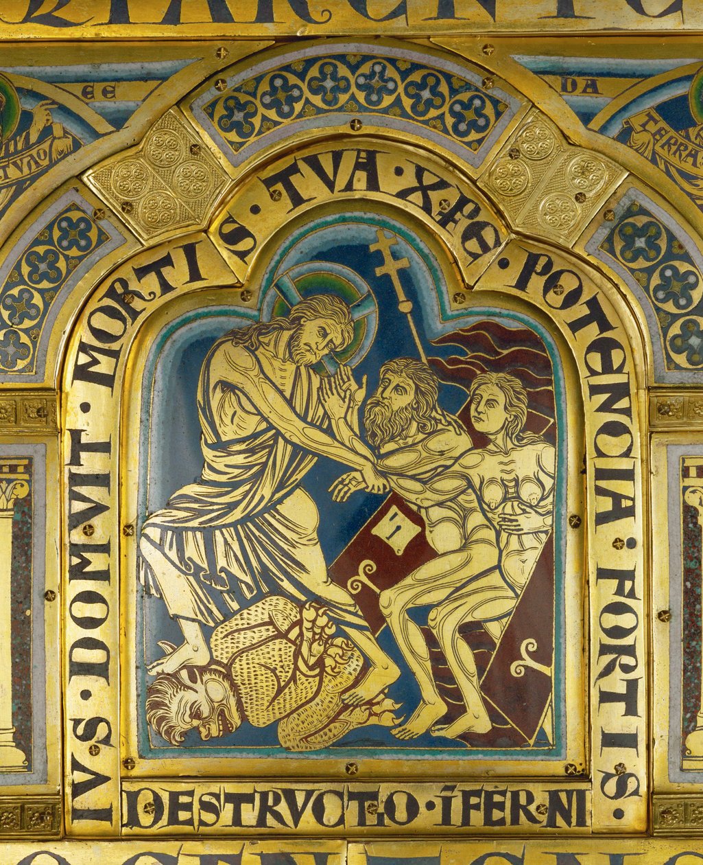 De afdaling van Christus naar de hel, vanaf het altaar van Verdun ... door Nicholas of Verdun
