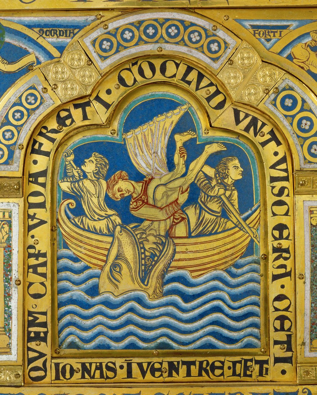 Jonas en de walvis, van het altaar van Verdun ... door Nicholas of Verdun