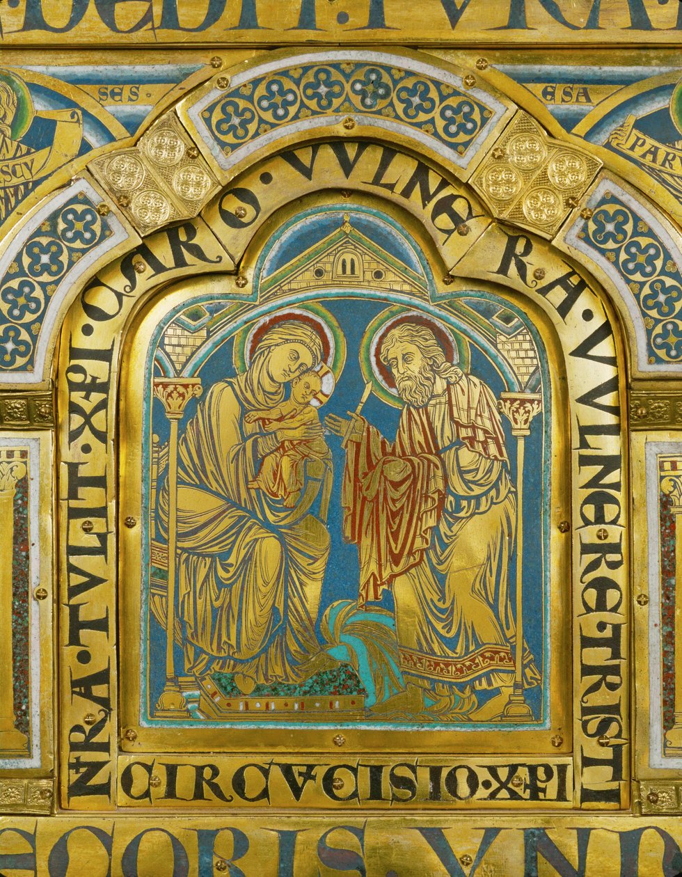 De besnijdenis van Jezus ... (email op verguld koper) door Nicholas of Verdun