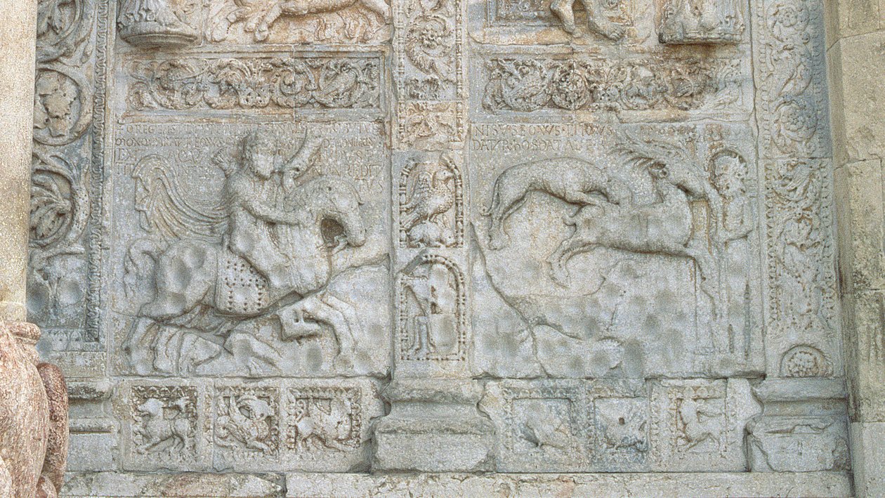 Reliëfpanelen van onderwerpen uit het Boek Genesis, Romaans (detail) door Nicholaus