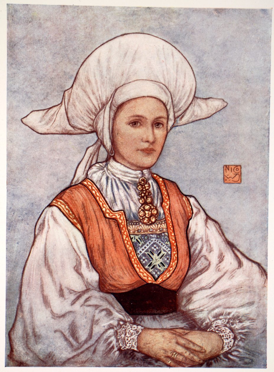 Witte muts gedragen in het Bergen District, 1905 door Nico Jungman