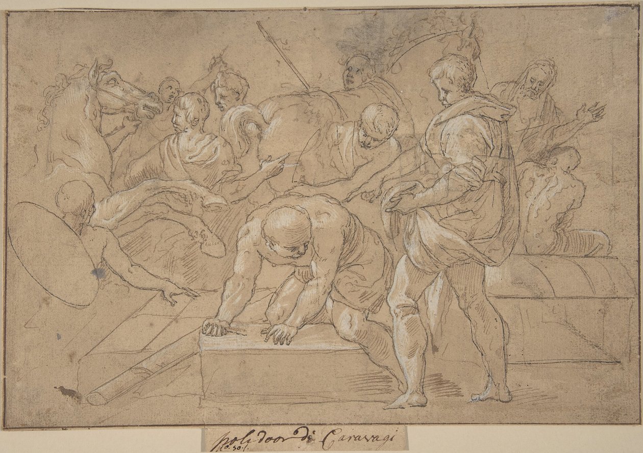 Historische scène compositiestudie voor Chapelle de Guise, 16e eeuw door Nicolò dell