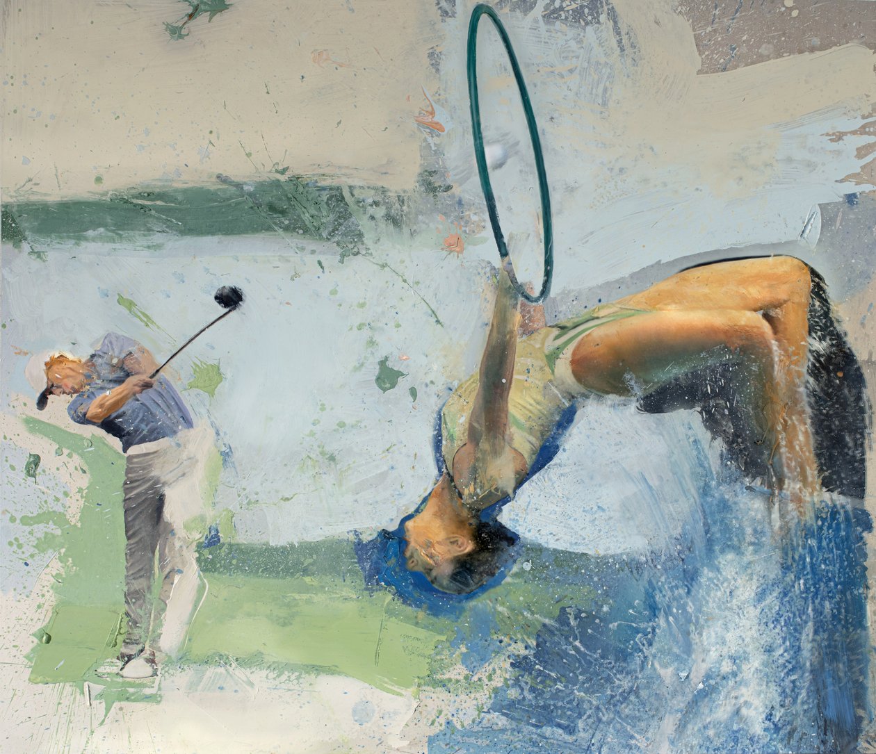 Golfer met duiker en hoepel, 2023 door Nicola Pucci