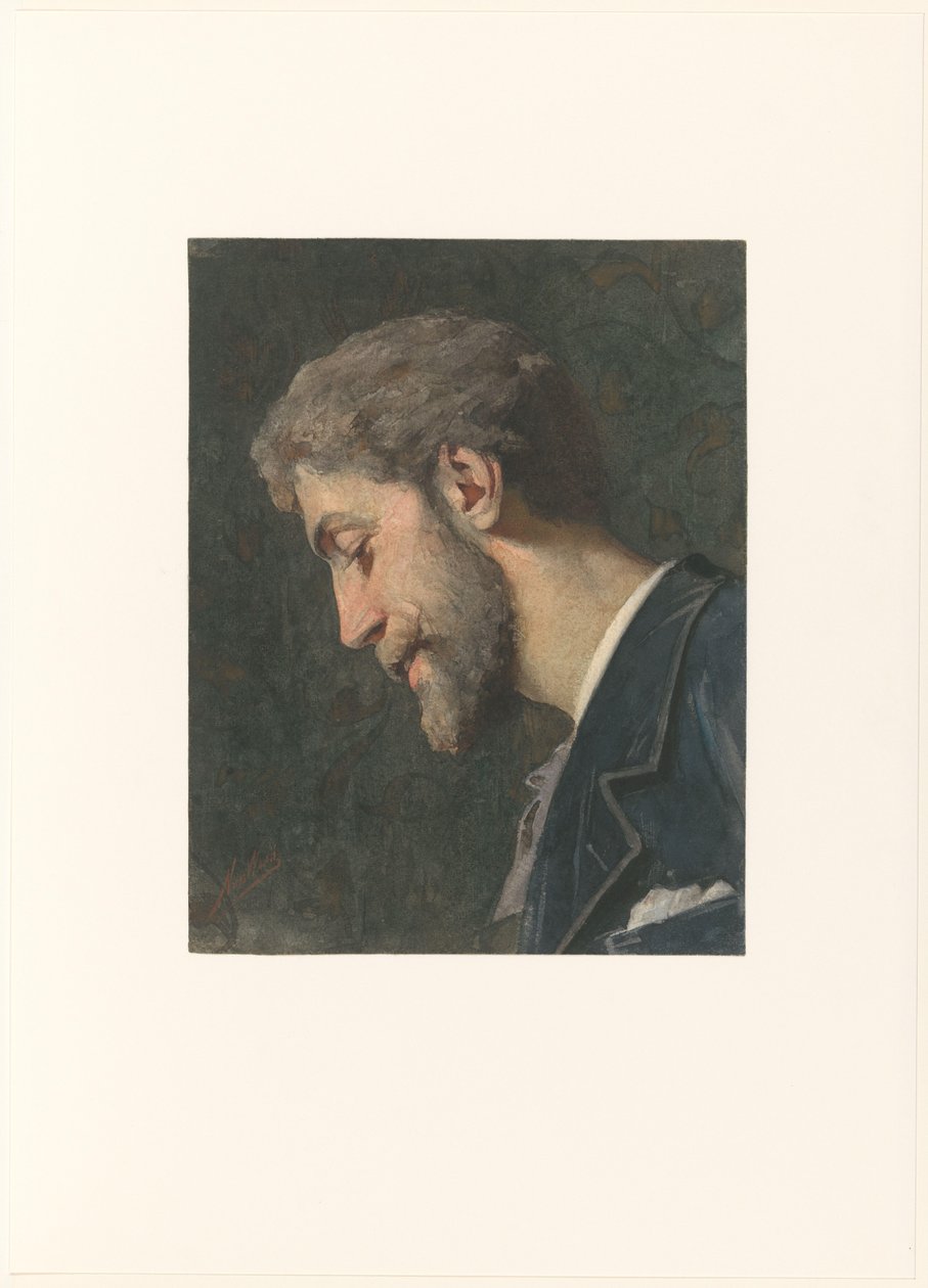 Portret van George Hendrik Breitner door Nicolaas van der Waay (signed by artist)
