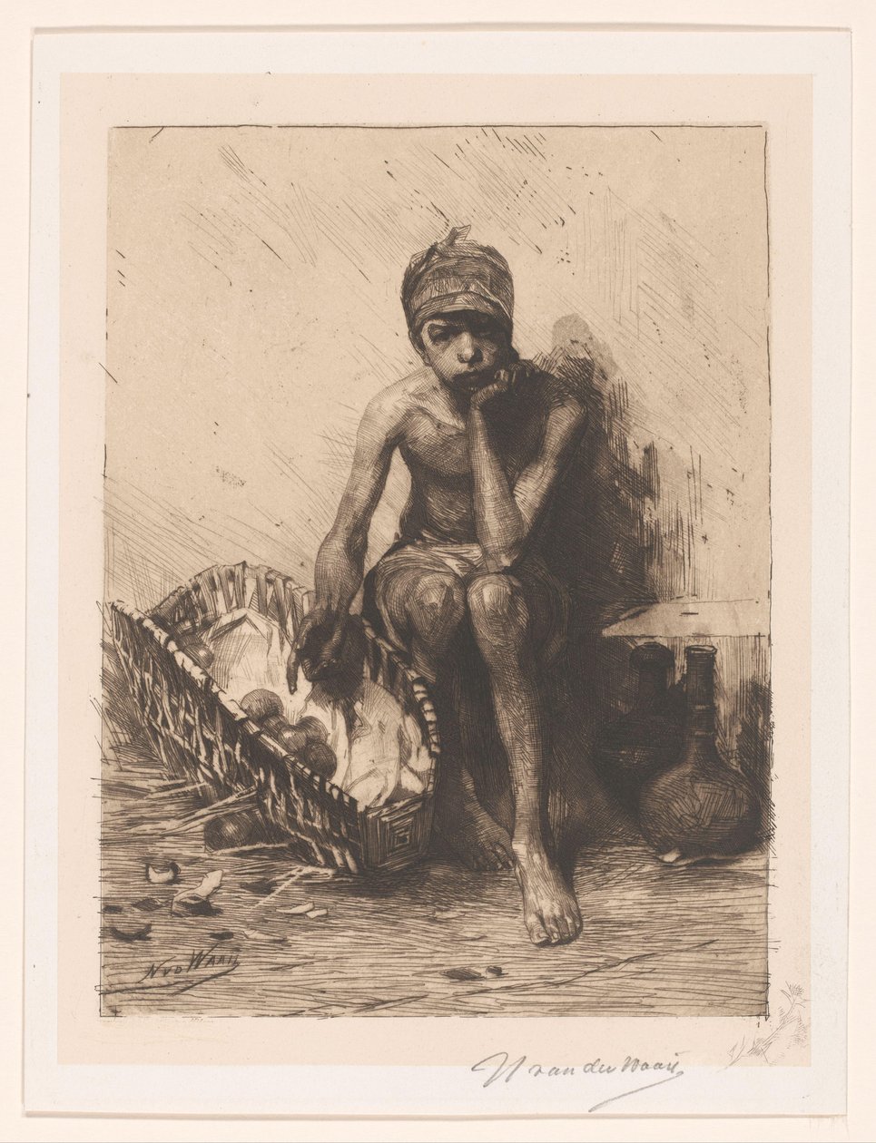 Vruchtenverkoper door Nicolaas van der Waay (signed by artist)