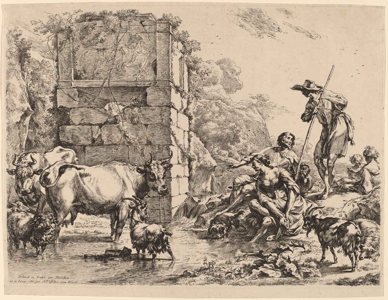 Koe Drinkend, 1680 door Nicolaes Berchem