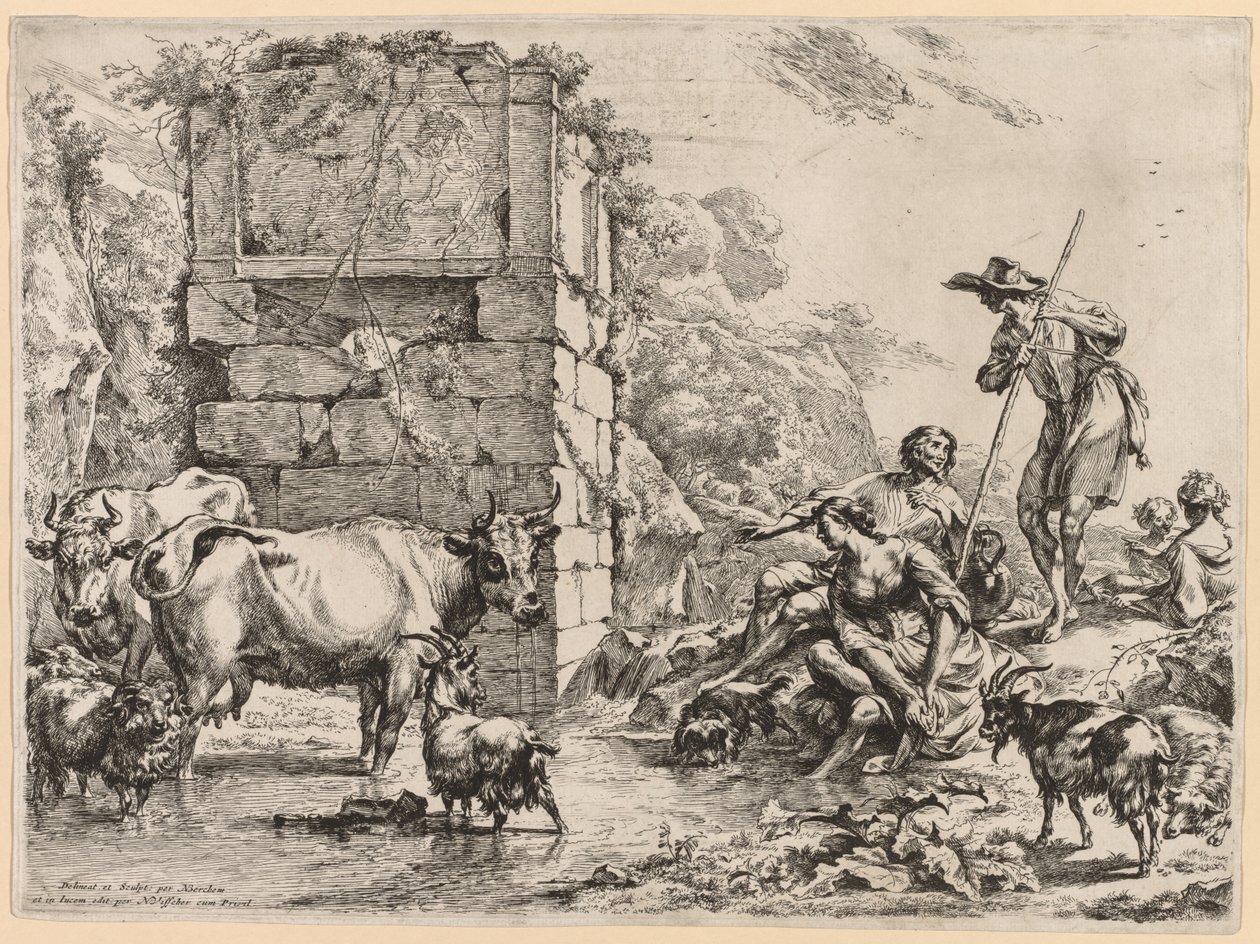 De Koe Drinkt door Nicolaes Berchem