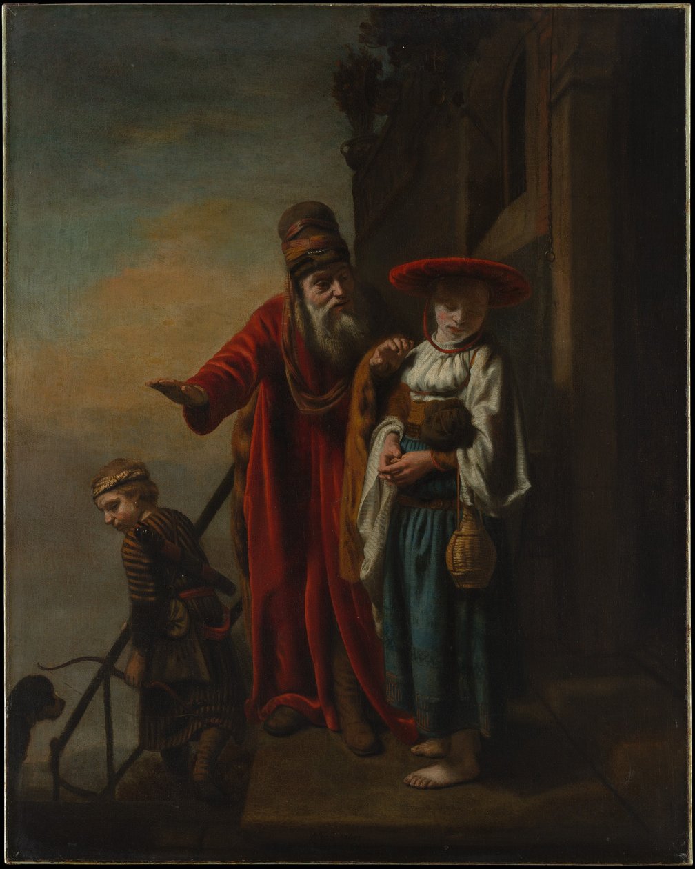 Abraham die Hagar en Ismaël afwijst door Nicolaes Maes